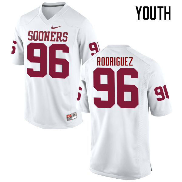 Youth Oklahoma Sooners #96 Dalton Rodriguez College Football Jerseys Game-White - Click Image to Close